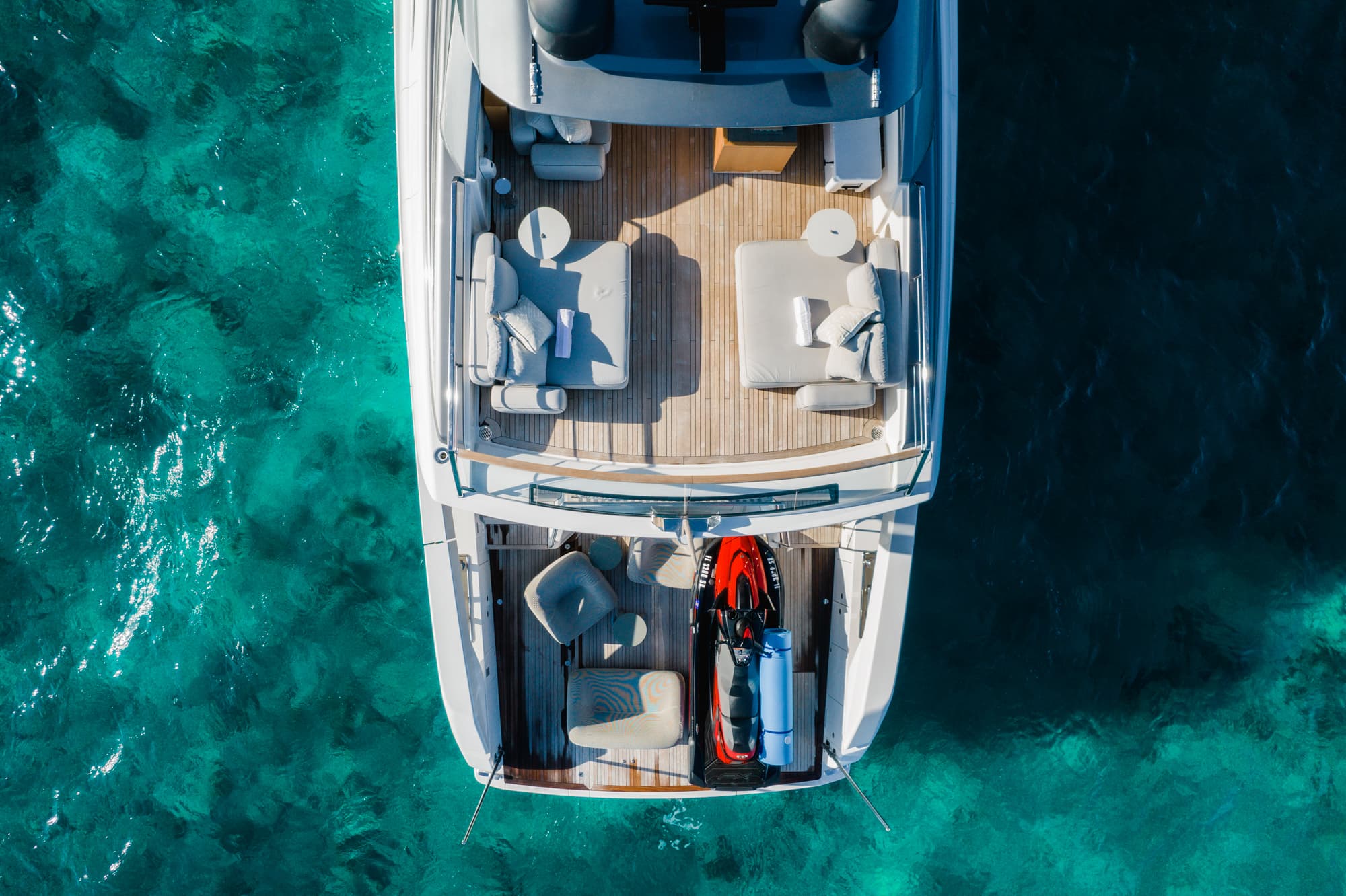 Top-down view of lounge/jetski area